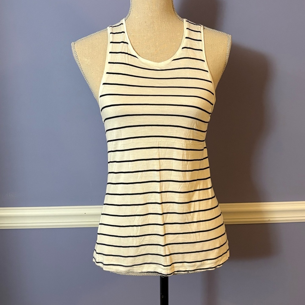 Club Monaco Black and White Striped Tank Top